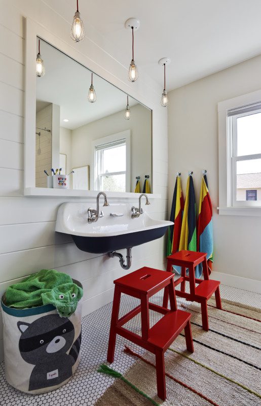 children's bathroom with vintage sink