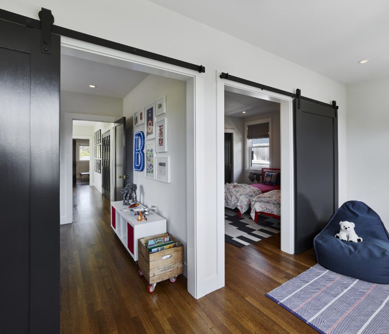 sliding barn door into children room