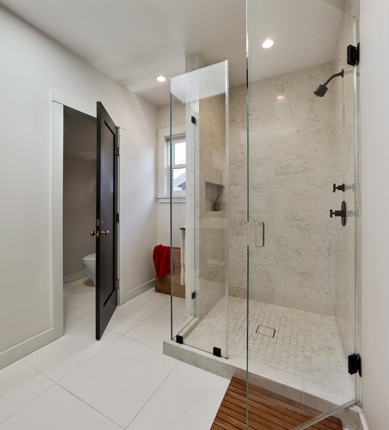 glass shower in modern bathroom renovation in alameda