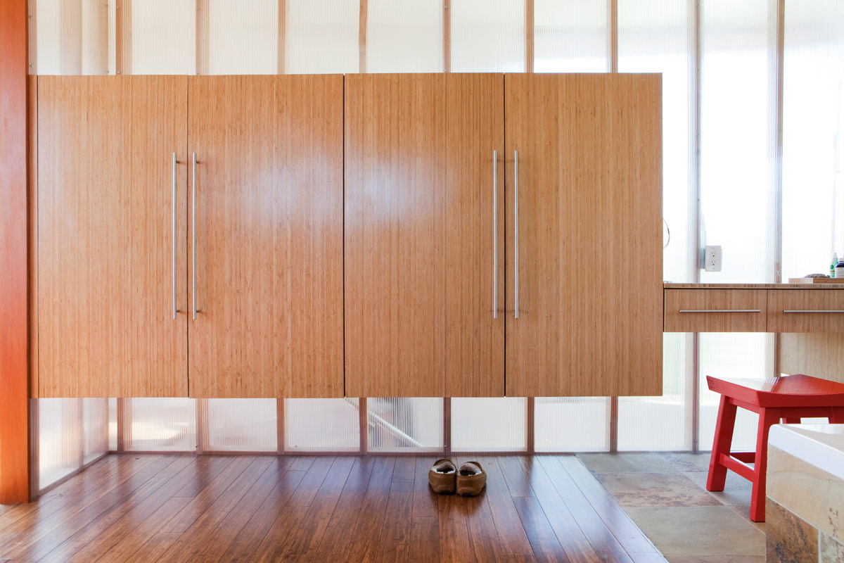 bamboo plywood cabinet in modern home in berkeley