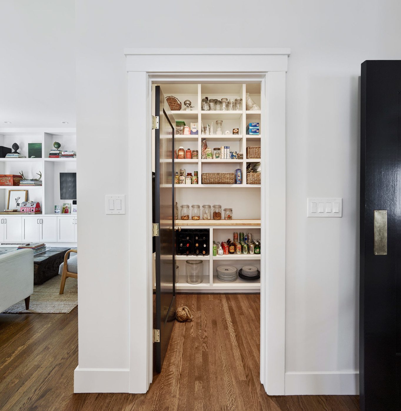 walk-in pantry in modern craftsman expansion