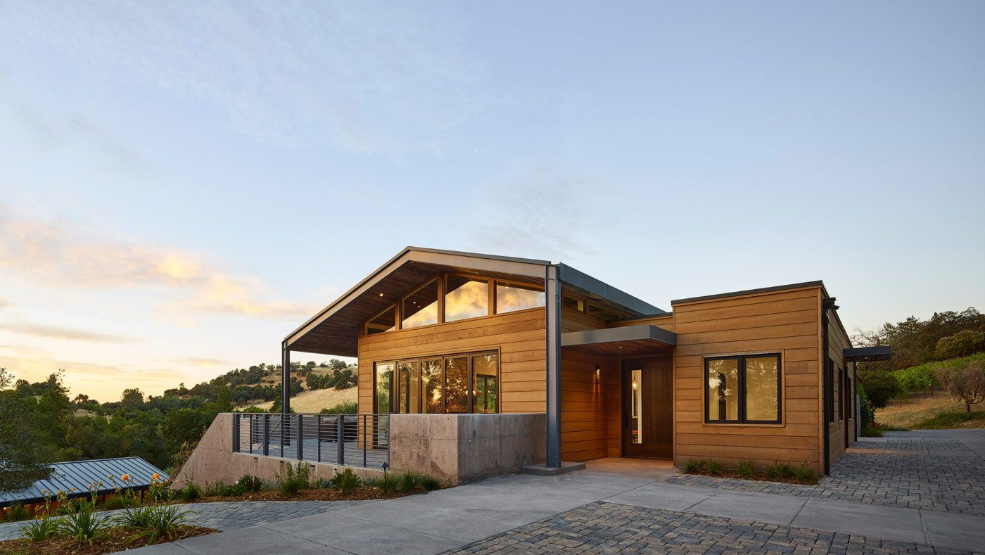 wood planked home on vineyard in Amador, CA