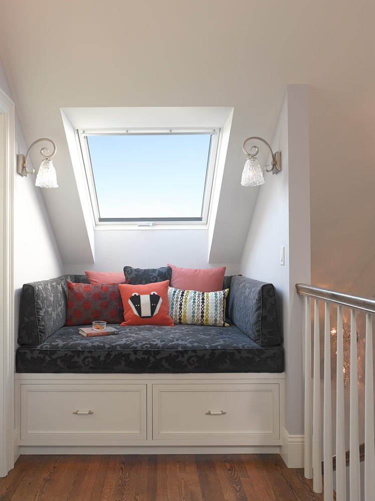 reading nook with skylight in modern victorian