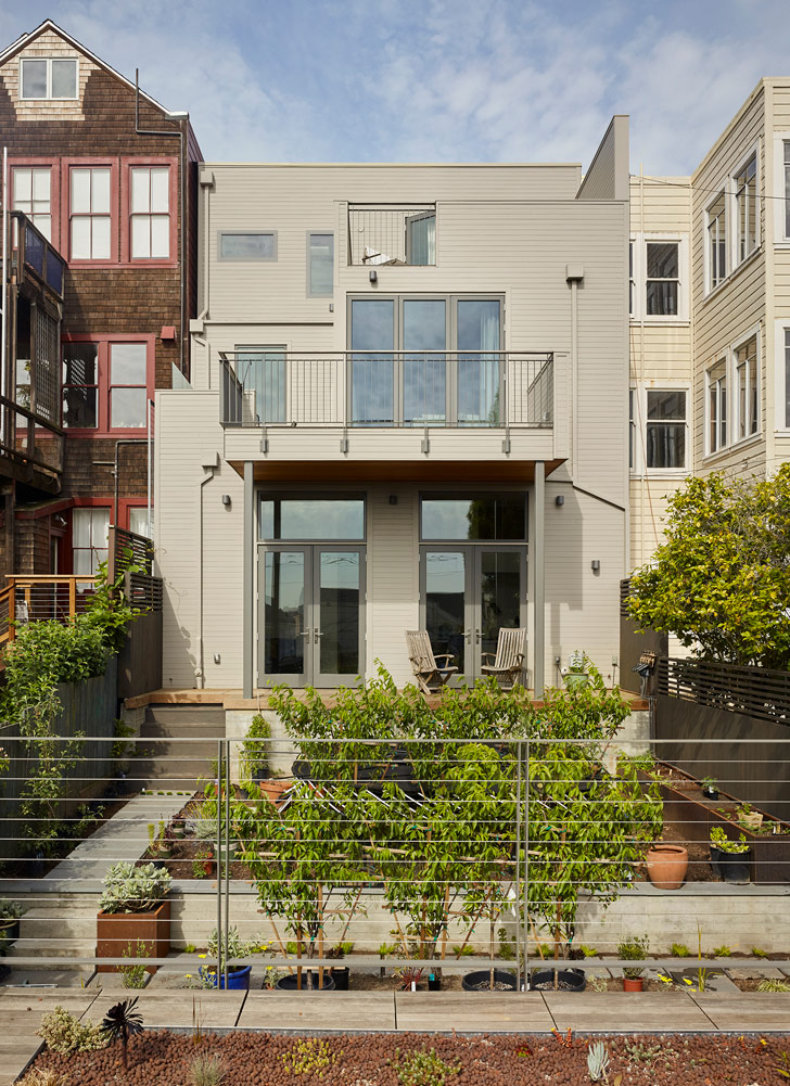 Back of Lot with a New Roof Deck and Garden in San Francisco