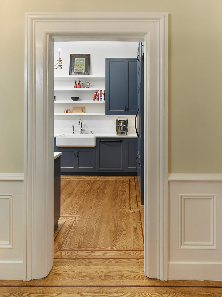 blue cabinets in modern kitchen renovation