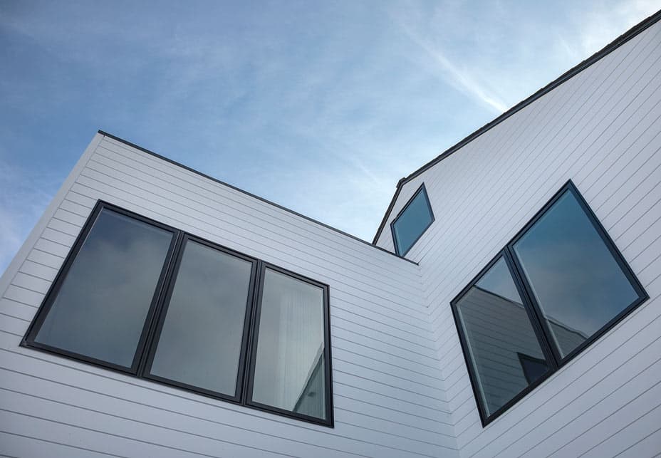 San Francisco craftsman renovation rooftop detail with modern black frameless windows