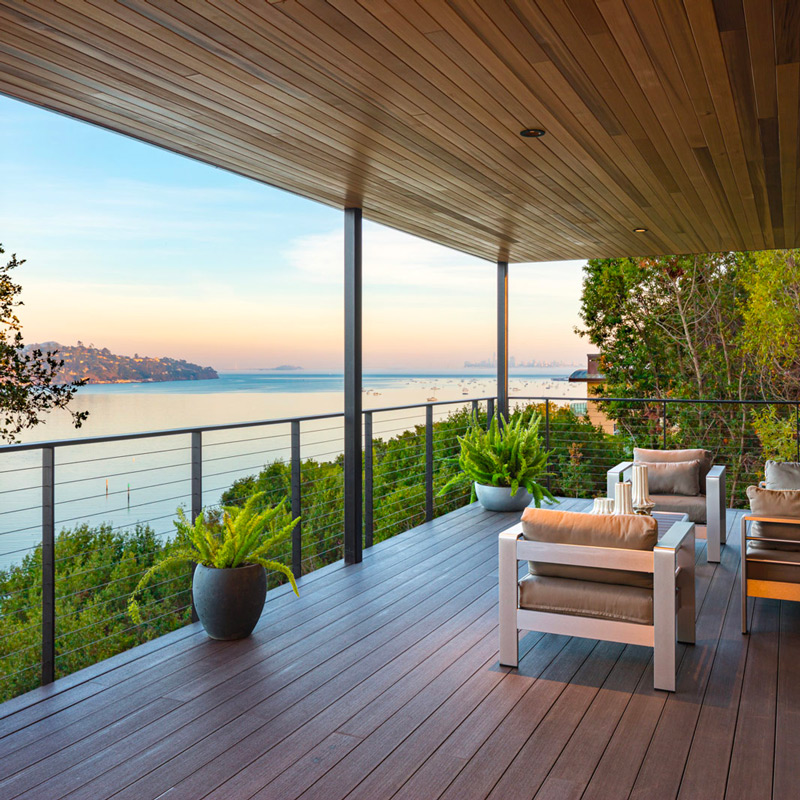 Mill valley design build project deck with view of the bay