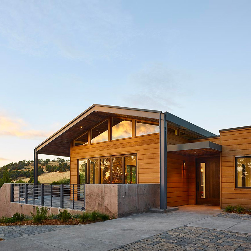 wood exterior of design build home project in Amador