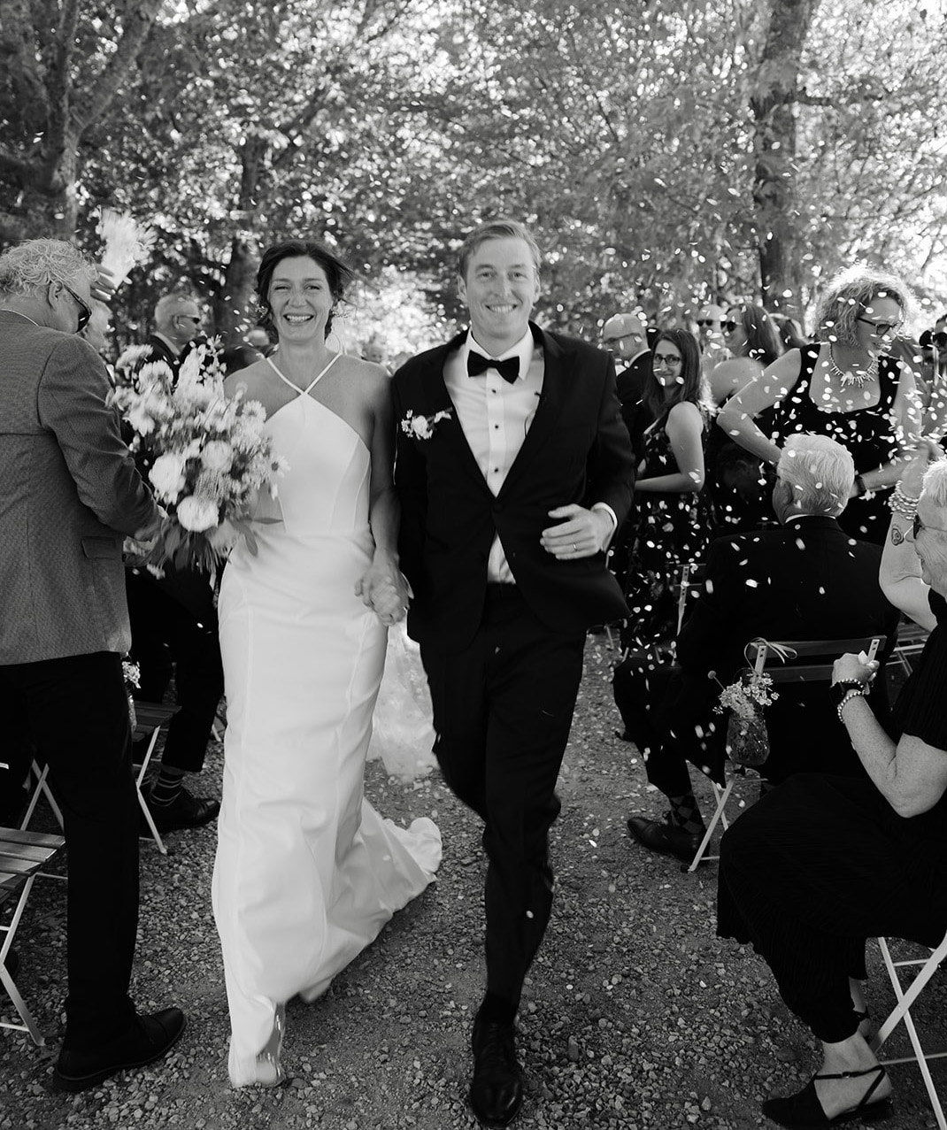 wedding couple walking the aisle